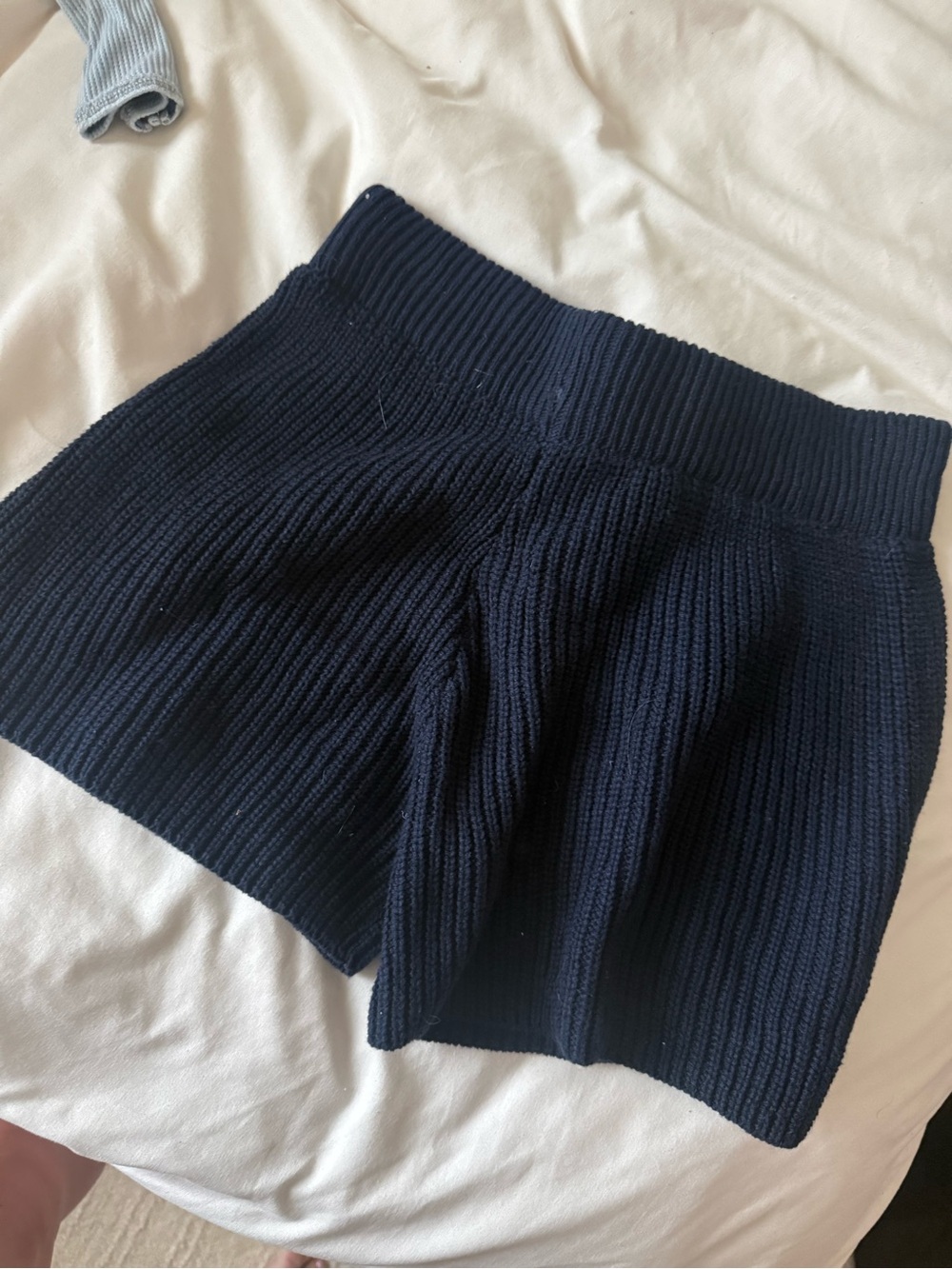 Knit Ribbed High-Waist Navy Women's Shorts